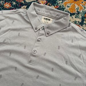 Linksoul Men's Gray Pineapple All Over Print Short Sleeve Polo Shirt Size XL